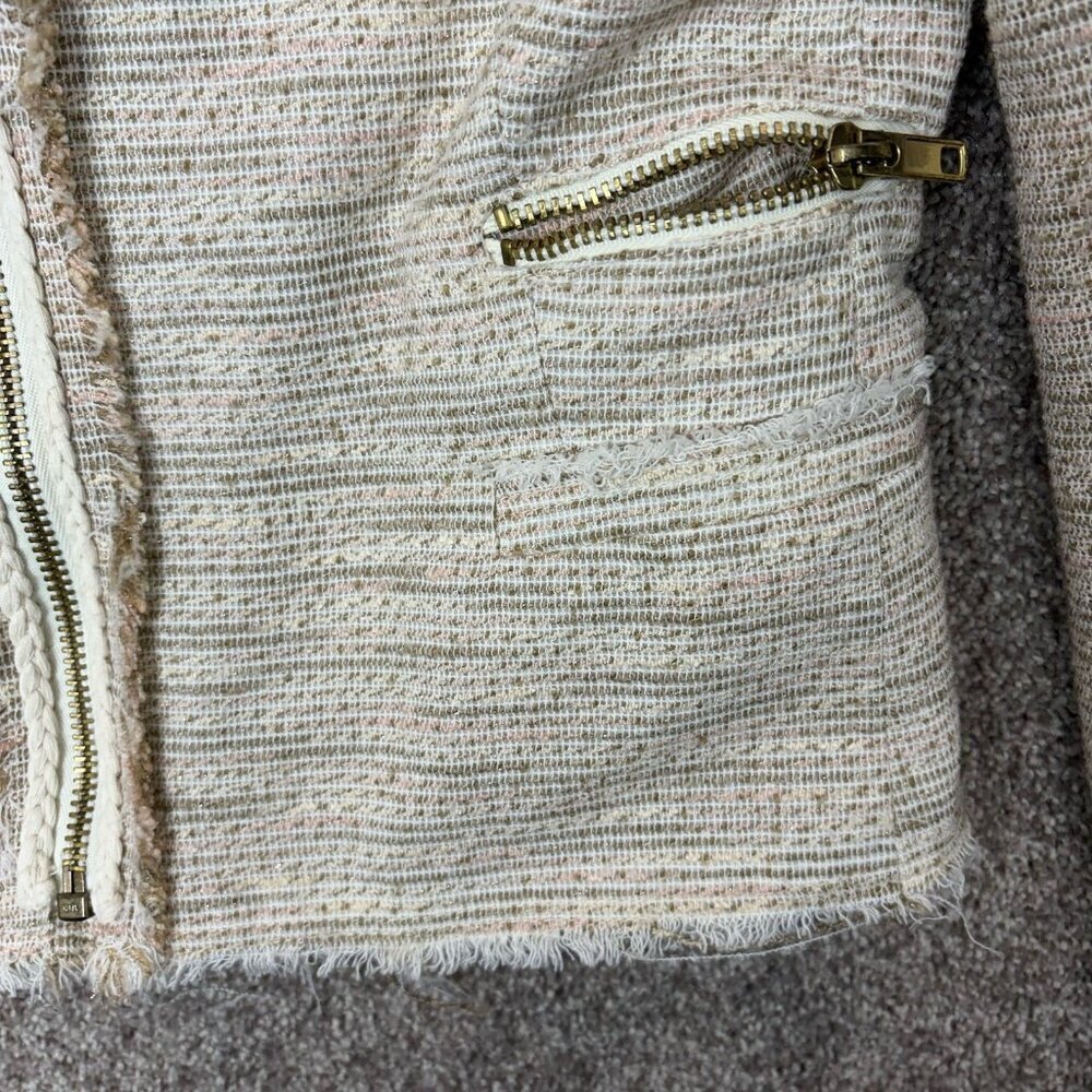 MNG Casual Women's Jacket Size 4 Beige Full Zip Lined Pockets Long Sleeves EUC - Picture 6 of 14